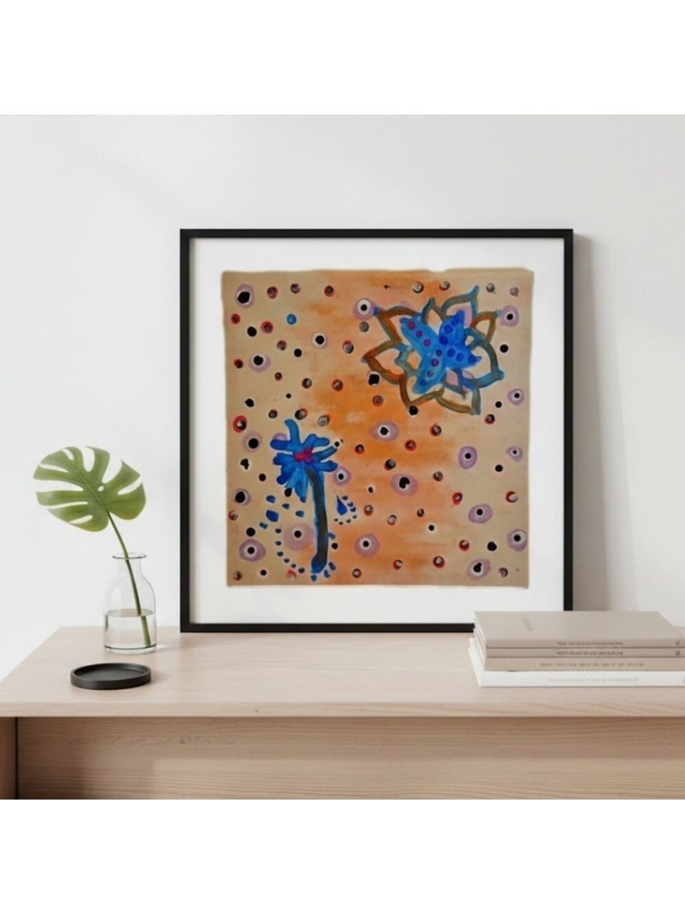 Hand Crafted Upcycled Canvas Floral polka-dot  Home Accent Decor multicolor